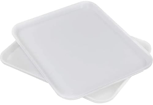 Virsus 10 Vassoio Rettangolare da Portata in Plastica, colore Bianco, Misura 40x30x2 cm, Vassoi paperino infrangibili impilabili, per Mensa, Ristoranti, Fast Food, Pasticceria, Fai da te -8718