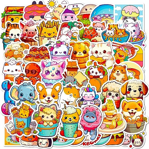 Cartoon Cute Animals Stickers for Laptop (50 PCS) - Waterproof Vinyl Decals for Water Bottle, Scrapbook, Skateboard, Bike, Phone - Gift for Children, Teens, Adults