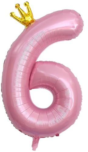 ASTARON Luftballon 6 Rosa Zahl 6 Ballon 40 Zoll Zahlenballon für Geburtstag Party Dekorationen, 6. Geburtstag Ballons mit Krone für Mädchen Geburtstag Party Dekoration Jahrestag Dekorationen