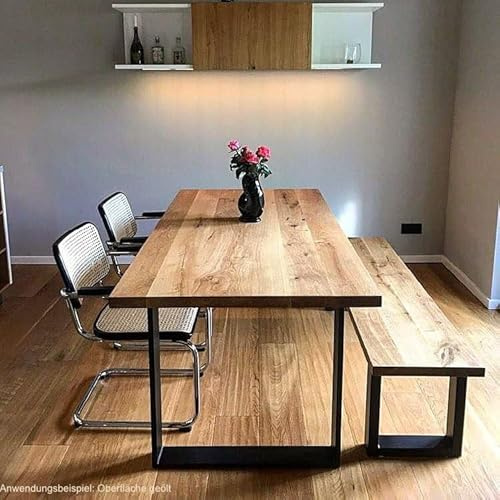 MyTimber® Tischplatte Eiche Massivholz Platte aus Echtholz | Baumkante oder gerade Kante | Naturbelassen oder geölt | Ein Hingucker für jeden Raum (Gerade Kante - geölt, 240x100cm)