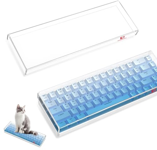 ZIYOU LANG KC02 Acrylic Clear Transparent Keyboard Cover(12.28*4*0.9’’) with Dustproof Waterproof Anti-hit Anti-cat Protective Case for 65% Small Layout 61Key 64Key 68Key Mechanical Gaming Keyboard
