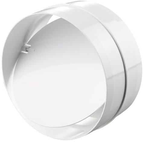 Conector de tubo redondo con válvula antirretorno, 150 mm, tubo de ventilación, tubo redondo, conector de conducto de ventilación, conducto de PVC, válvula antirretorno, plástico blanco, diámetro de