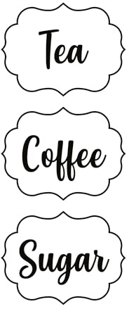 Adesivi per barattoli di caffè, tè e zucchero, in vinile, impermeabili, colore nero