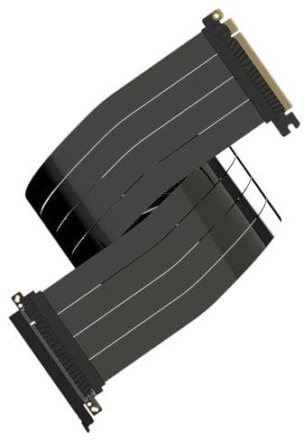 LINKUP - AVA5 PCIE 5.0 Riser-Kabel [80cm (Gesamtlänge 84cm)] RTX5090 RX9070 GPU Bereit | x16 128GB/s Geschwindigkeit | PCIe 4.0 & WRX80/WRX90E Kompatibel | Gerade, Schwarz