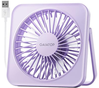 Gaiatop Ventilador de mesa USB de 12,7 cm, portátil, inclinable, ultra silencioso, 3 velocidades y viento fuerte, púrpura