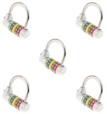 Juego de 5 candados de combinación de aleación de zinc de 5 dígitos, color plateado