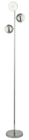 Licht-Erlebnisse LED Stehleuchte klein H: 152 cm Chrom 4000 K 1878 lm neutralweiß aus Glas Metall Retro Design Stehlampe Wohnzimmer