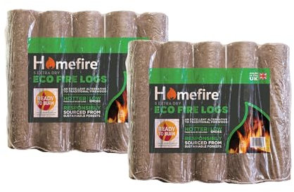 Homefire Eco Firelogs for Wood Burners, Open Fires, Multi-fuel Stoves, 5 Logs (Pack of 2)