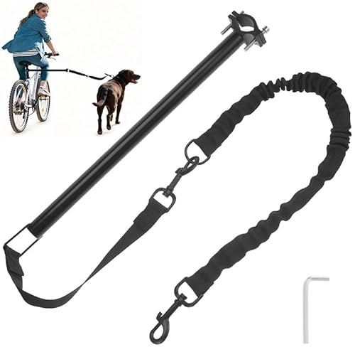 Hands Free Dog Bike Leash - Shock Absorbing Bike Attachment for Exercise, Heavy Duty Cycling Walker with Elastic Buffer Rope, Professional Pet Tether Fits Small Medium Dogs
