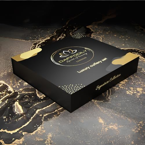 DAFFODILY® | Couverts de table, Ménagère 20 pièces, Couteaux à Steak Ultra Tranchants | Service de table En Acier Inoxydable 18/10 pour 4 Personnes | Lave vaisselle | Vaisselle et arts de la table