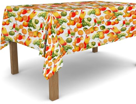 Banzaii Tovaglia Plastificata 140x200 cm, Copritavolo Antimacchia in PVC da Esterno e Interno Facile Da Pulire Nella Misura Che Vuoi - Frutti Colorati