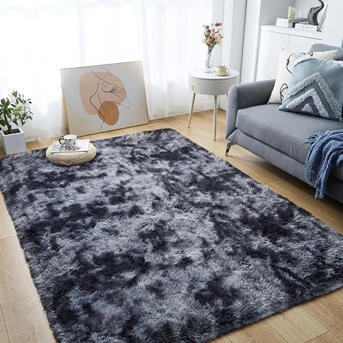 Lommegy Teppich Wohnzimmer Flauschiger Waschbar Schlafzimmer Bettvorleger 160x230cm Hochflor Teppich Anti-Rutsch-Flauschiger Moderner Teppiche Flauschig Weich Teppiche für Kinderzimmer/Wohnzimmer