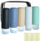 Laxen 5 Pack Travel Bottles for Toiletries with Labels, 100ML Silicone Travel Bottles Set with Clear Zipper Toiletry Bag, Leakproof Refillable Squeeze Travel Size Containers for Shampoo Conditioner