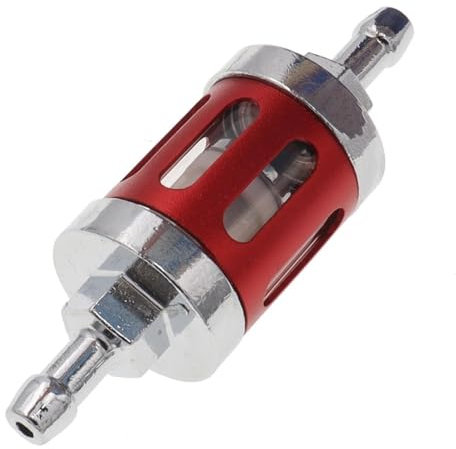 SOYTZBMK Filtro dell'olio Filtro Olio Combustibile in Alluminio per 1/4 ''HoseTube Motocross Moto Auto Dirt Pit Bike ATV Quad Parti Modificate(Red)