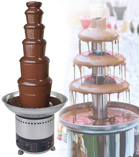 RayGenius Fontana di Cioccolato 300w, Macchina di Fusione A Cascata di Cioccolato di Grande capacità A 7 Livelli, Pentola di Fusione della Salsa Regolabile A 30-150℃。,6Layers