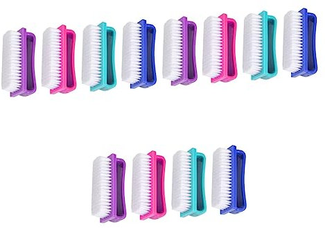 MUSISALY 12pcs Nail Brush Home Fingernail Cleaning Tool Scrub Brush for Cuticle Gel Remover Polish Nail Treatment Supplies Random Color