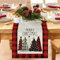 Chemin de Table Noël Rouge - Arbre de Noël en Lin Moderne 180 cm x 34 cm, Nappe Américaine et Décoration de Table