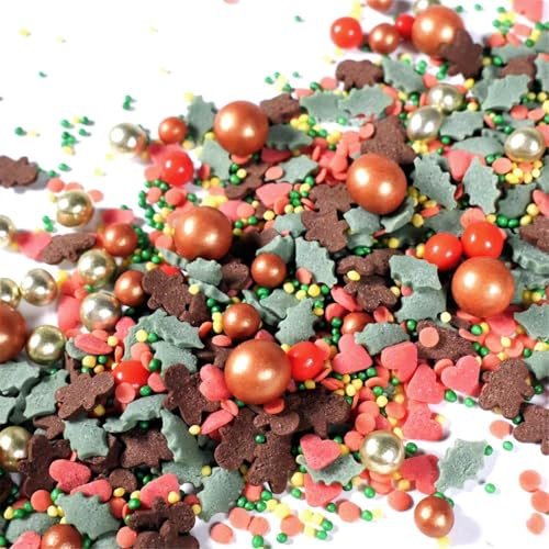 Streuselheld Weihnachtsmix 80g Streusel zum Dekorieren und Verzieren von Gebäck aller Art wie Torten Kuchen Keksen Zuckerstreusel