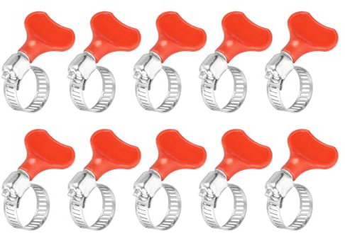 sourcing map 15Pcs Stainless Steel Hose Clamps Worm Gear Hose Clamp, 13-19mm(1/2 to 3/4) Adjustable Thumb Screw Key Type Clamps Fuel Line Clamps 8mm Bandwidth for Plumbing, Red