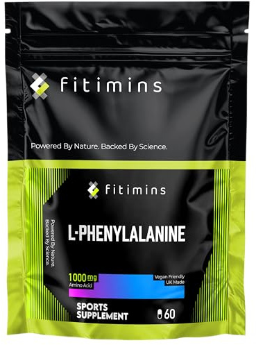L-Phenylalanine 1000mg | High Strength Amino Acid Supplement | 60 Vegan Capsules | 1 Month Supply | Supports Mood, Energy, Focus, Mental Clarity, Muscle Recovery & Weight Control | Fitimins