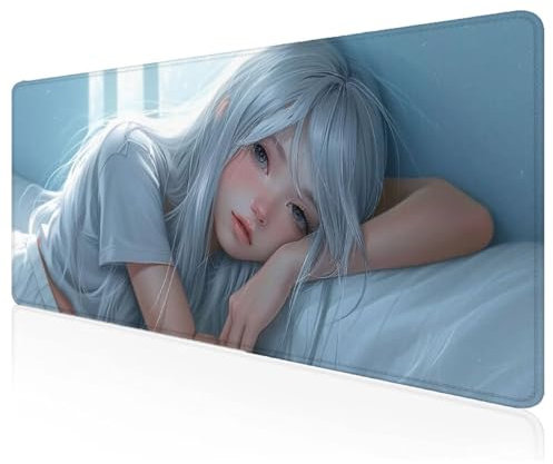 Large Mouse Mat 900x600x3mm,Gaming Mouse Pad Grey,Girl Desk Mat,Extended Mousepad with Non-Slip Rubber Base,Washable Desk Pad,Waterproof Durable Mousemat for Gaming,Office,Home L-75