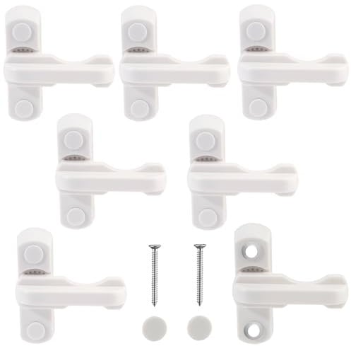 6 Piezas Cerradura de Seguridad - Bloqueo para Ventanas Tipo T en Plástico, Restrictor de Puerta y Ventana para Seguridad Doméstica, Cierre en T Blanco para Todo Tipo de Ventanas Upvc Y Pvc