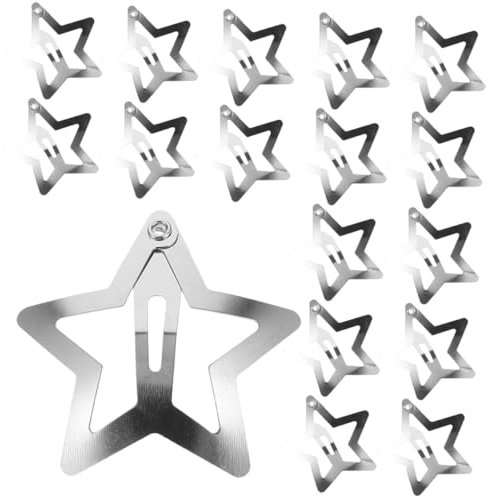 NIYANGLE 40 Pezzi forcina pentagramma prodotti minuscolo delle ragazze Clip per stellari mollette a stella fermagli per decorativi molletta Metallo Argento