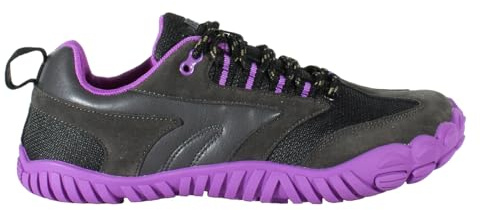 HI-TEC - Barefoot Men's Figaro Low WP Shoes | Barefoot Man Mountain, Hiking | Footwear Friendly, Comfortable, Minimalist | Lightweight, Breathable and Flexible, Grey Purple, 8 UK