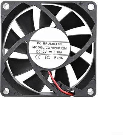 2 ventiladores de refrigeración de 12 V 70 x 70 x 20 mm, 3200 RPM para computadoras, fuentes de alimentación y dispositivos industriales con rendimiento de refrigeración silencioso y eficiente (5 V)