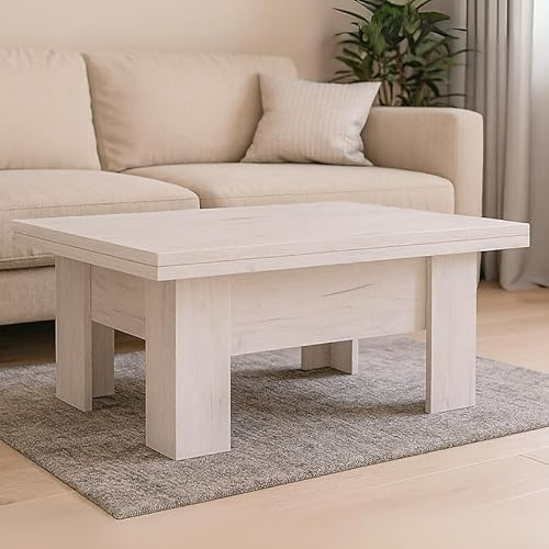 Agritrade AK Modern Coffee Table ERYK Extendable 100 to 200 cm ABS Veneer - Kraft White