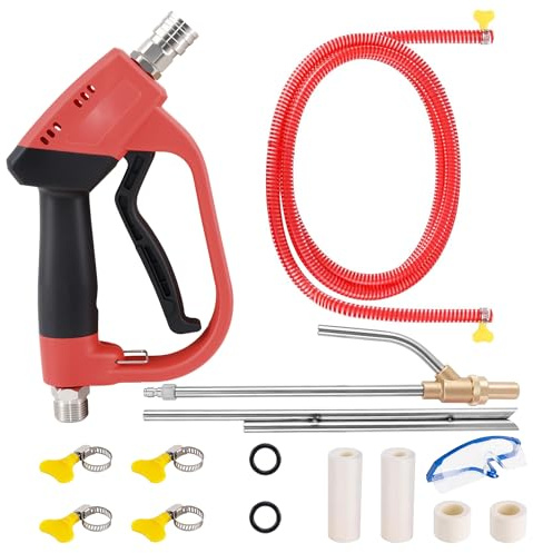 Pressure Washer Sand Blaster Kit with Gun, 5000 PSI Wet Abrasive Blasting Gun with 4 Ceramic Nozzles and 1/4 Quick Connector for Rust & Paint Removal