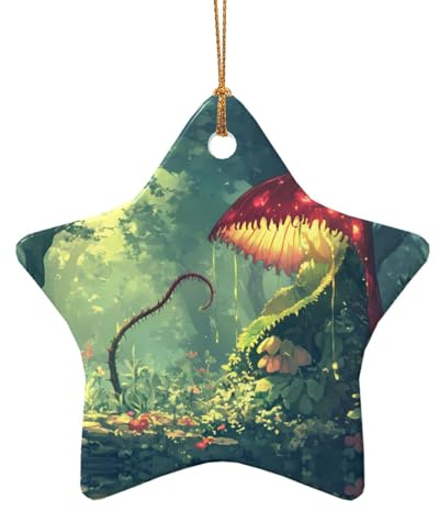 WZYCWB The mysterious Venus flytrap waits patterned Star Shape ceramic pendant, perfect for decorating your home Christmas tree for winter parties
