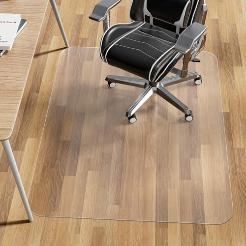 WASJOYE Office Chair Mat for Hard Floor 90x120cm, Floor Protector 1.7mm thick Gaming Chair Mat Large PVC Transparent Desk ChairMat for Home Office Study