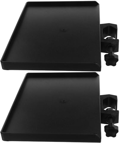 CVUTOVO 2 Stück Mikrofonständer Ablage mit Klemmhalterung für 25mm Rohrdurchmesser Runde Mikrofonhalterung aus Schwarzem Metall Tisch Organizer für Live Streaming und Studioeinsatz