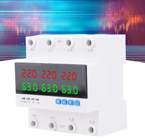 FTVOGUE Interruptor Transferencia ATS 63A, 4P Riel DIN | Umbral ajustable 1-63A, Indicadores LED estado, Hospitales centros datos, Cambio respaldo