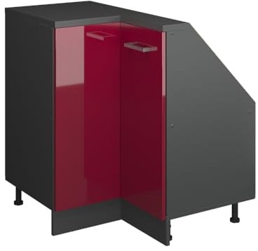 Vicco Eck-Küchenschrank für Dachschrägen R-Line, Rot Hochglanz, 75.6 cm mit 1 Tür