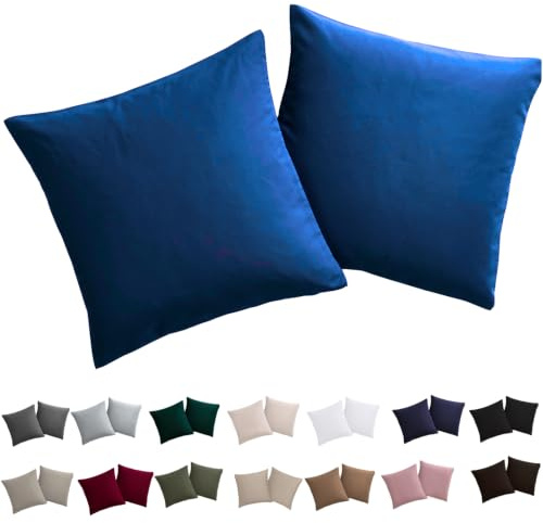 Soifox Kissenbezug 40x40 2er Set - Königsblau kopfkissenbezug Für Kissen 40 x 40 cm 100% Mikrofaser Resistent und Hypoallergen Kissenbezüge mit Reißverschluss