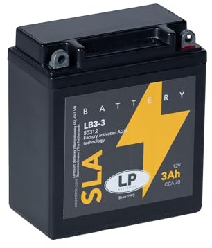Landport Motorbike Battery 12 Volt SLA Starter Battery with AGM Technology Maintenance-Free Power for Motorcycles & Powersport Vehicles (MS LB3-3)