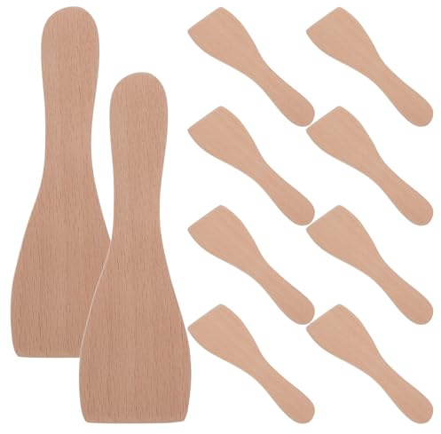 MOBUTOFU grattoirs à pâtisserie 10 pièces Bois spatules résistantes à l'usure pour Cuisson, Barbecue et Accessoires de Cuisine