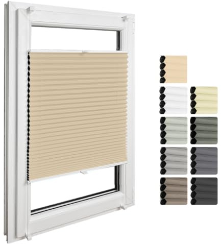 Home-Vision Premium Doppelplissee mit Klemmfix Weiß-Cappucino B75 x H120cm | Wabenplissee ohne Bohren Modern Klemmfix Blickdicht Plissee Sonnenschutz Hitzeschutz Jalousie für Fenster Thermo