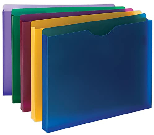 Smead Poly Expanding File Jacket, Straight-Cut Tab, 1” Expansion, Letter Size, Assorted Colors, 10 per Pack (89610)