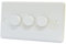 Mains LED Light Dimmer Switch 250W 3 Gang 2 Way - White Plastic