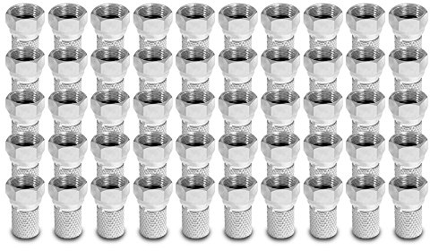 ARLI 50x F-Stecker 7 – 7,4 mm – Sat Antennen TV Koaxialstecker mit breiter Mutter & Dichtring | Für LNB Multischalter Receiver Antennentechnik