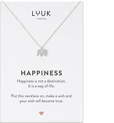LUUK LIFESTYLE Wasserfeste Edelstahl Halskette mit Anhänger, moderner Schmuck, Geschenkidee für Damen, Glücksbringer für Frauen, feminin & filigran, Kette mit Elefant, silber