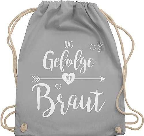 Turnbeutel Rucksack - Junggesellenabschied Frauen - Das Gefolge der Braut I Brautgefolge JGA I Braut Gefolge Junggesellinnenabschied - Unisize - Hellgrau - team bride bag brauttaschen