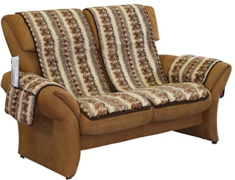 Erwin Müller Sessel- und Sofaschoner-Set 4-TLG. Schurwolle Natur/braun