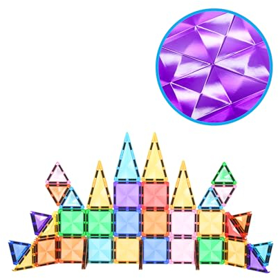 PicassoTiles 40 Piece Magnetic Building Block Mini Diamond Series Travel Size On-The-Go Magnet Construction Toy Set STEM Learning Kit Educational Playset Child Brain Development Stacking Blocks PTM40