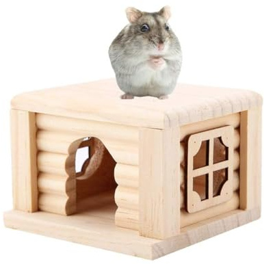 Hamsterkäfig Naturholz Kleintierhaus mit Fenster für Hamster und Meerschweinchen