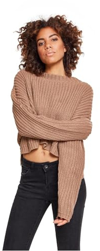 Urban Classics Damen Strickpullover Wide Oversize, Größe:2XL, Farbe:Taupe