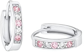 Amor Creolen 925 Sterling Silber Mädchen Kinder Ohrschmuck, mit Zirkonia synth., 1,2 cm, Silber, Kommt in Schmuck Geschenk Box, 9257041
